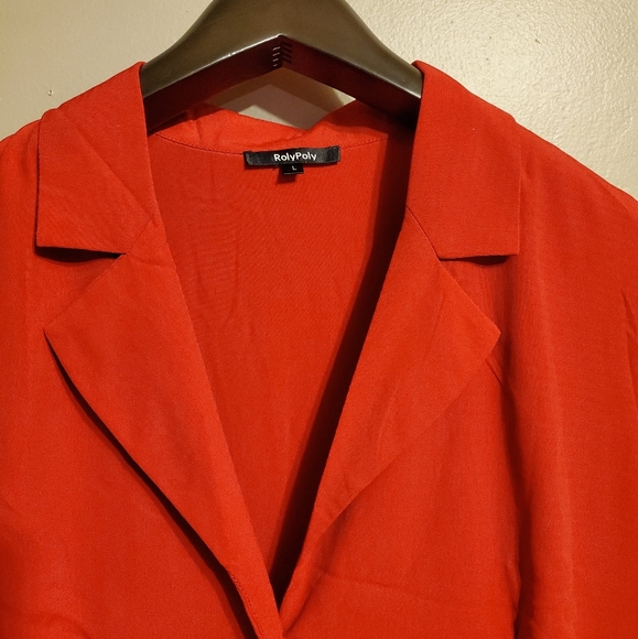 NWT - Red Linen Long sleeve Button up Romper S-M-L - Picture 6 of 8